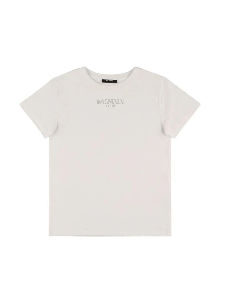 Balmain Embellished Cotton Jersey T-shirt 1