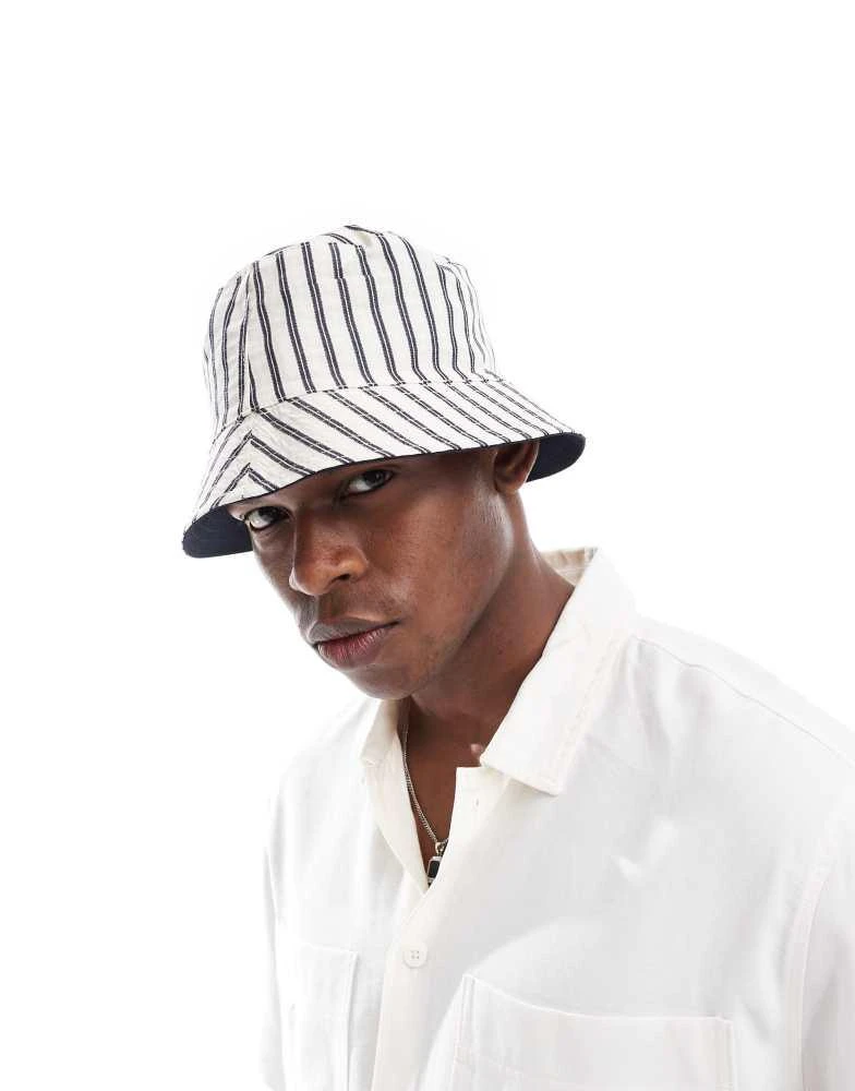ASOS ASOS DESIGN reversible bucket hat in navy stripe 2
