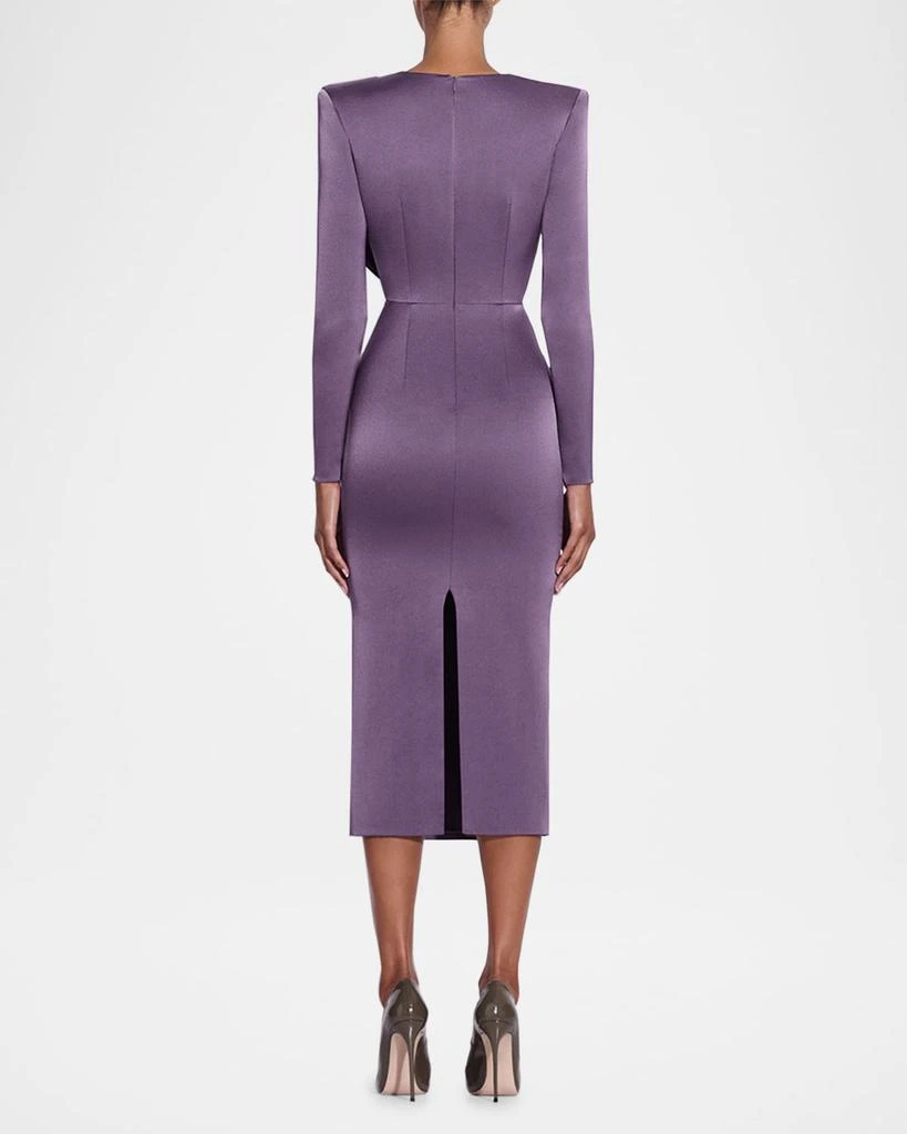 Alex Perry Draped Cowl-Neck Strong-Shoulder Satin Crepe Midi Dress 3