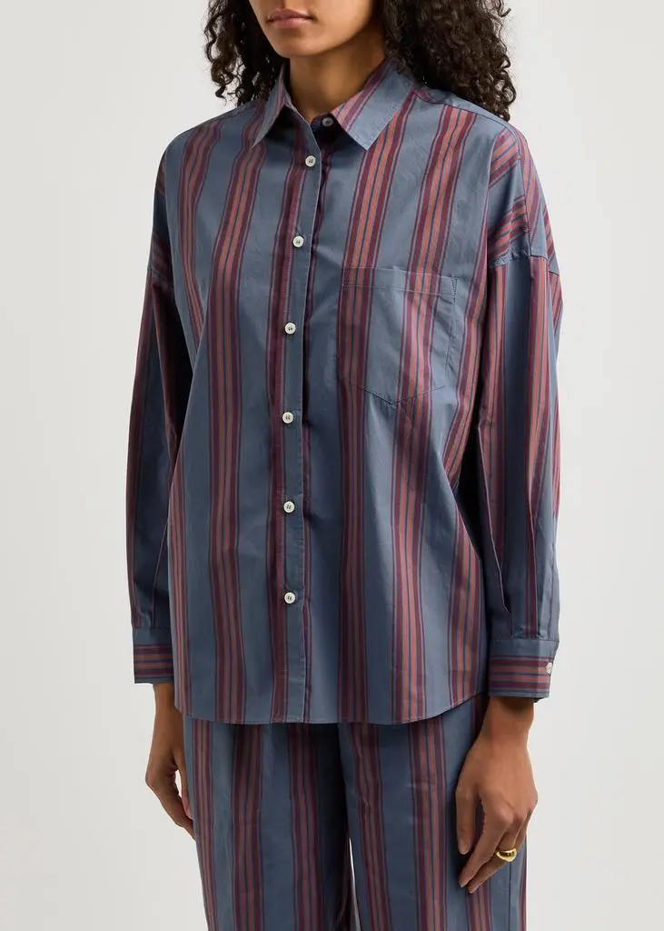LMND LEMONADE Chiara striped cotton-poplin shirt 2