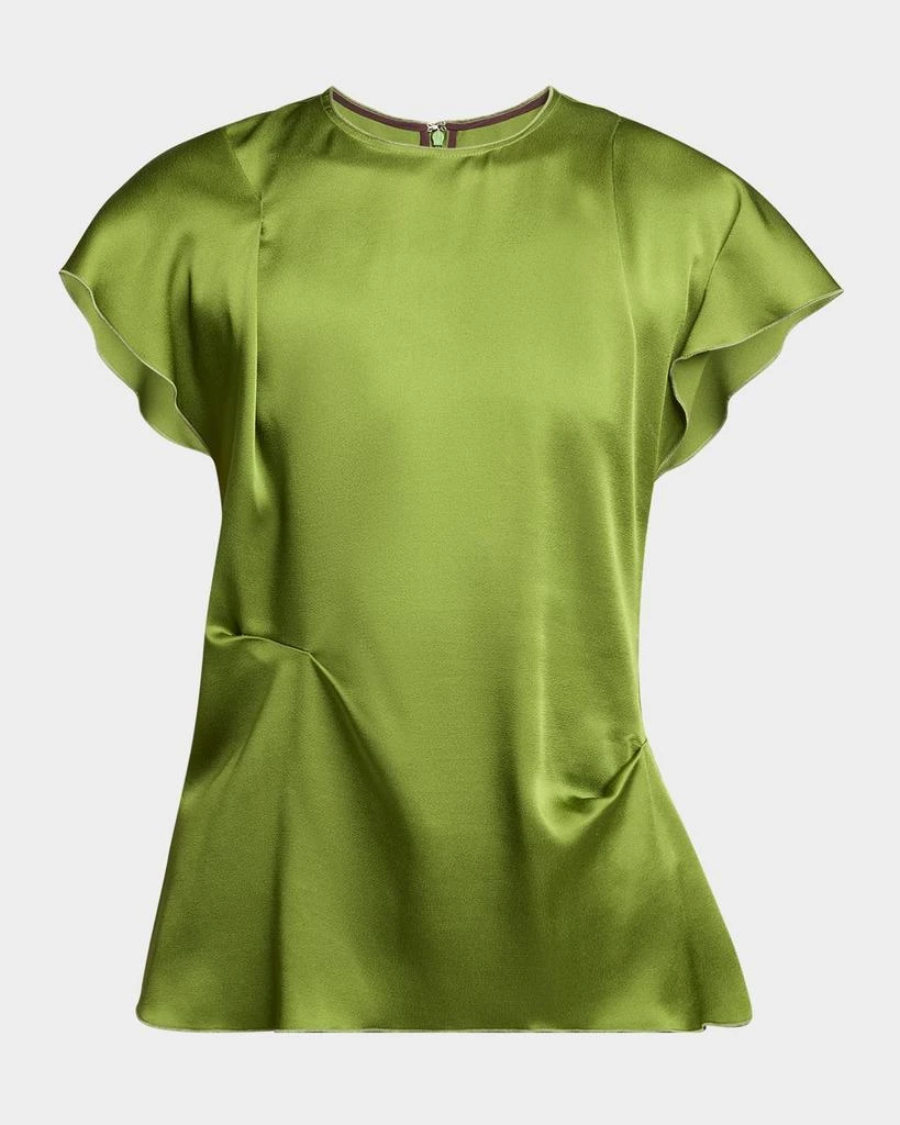 Victoria Beckham Draped Pleat Flutter-Sleeve Top 1