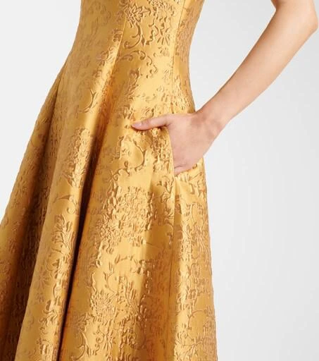 green emerald velvet dress Nodin Dress In Gold Textured Jacquard main image 0