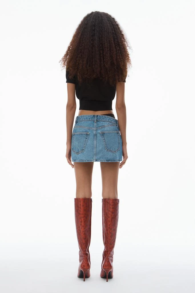 Alexander Wang Pre-Styled Denim Skirt with Asymmetrical Lace Waistband 5