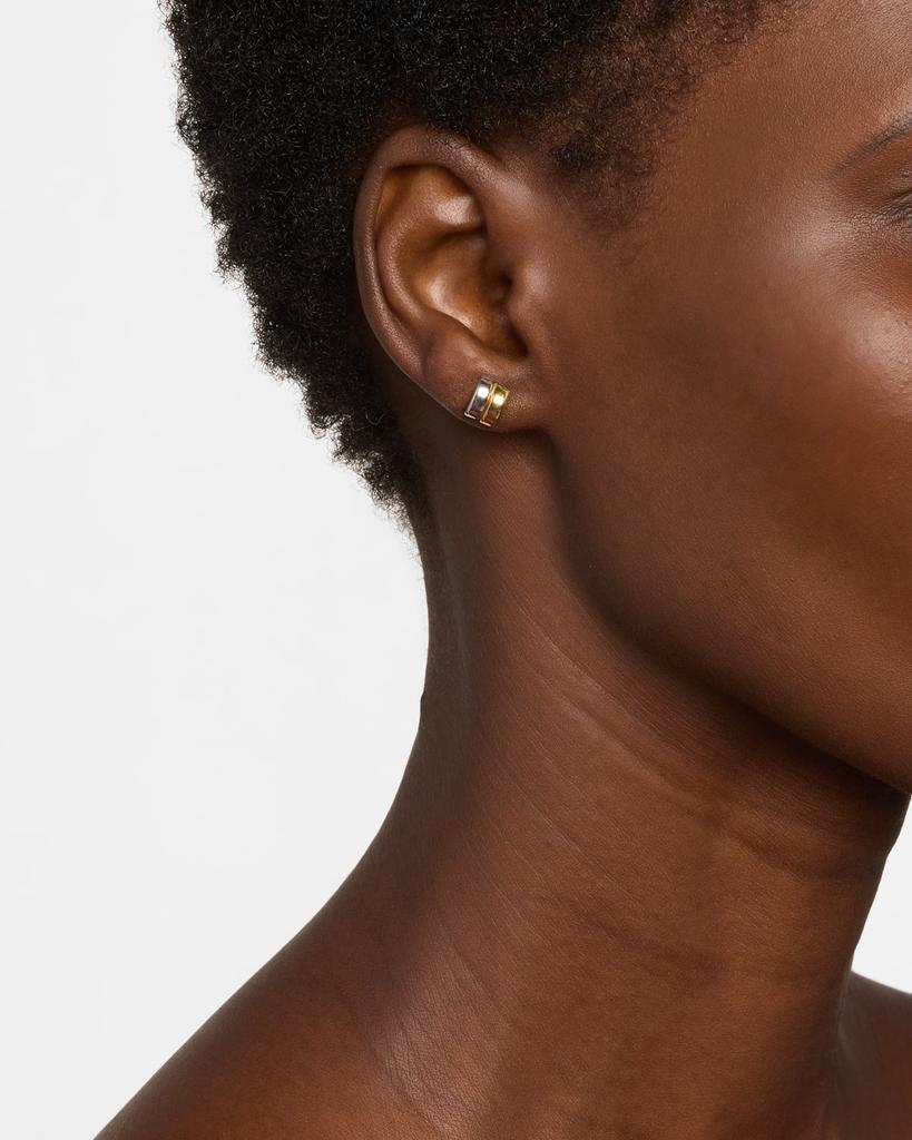 POPPY FINCH 18K Bi-Color Gold Baby Huggie Earrings