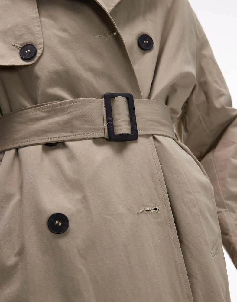 Topshop Topshop 2in1 borg trench coat in stone 3