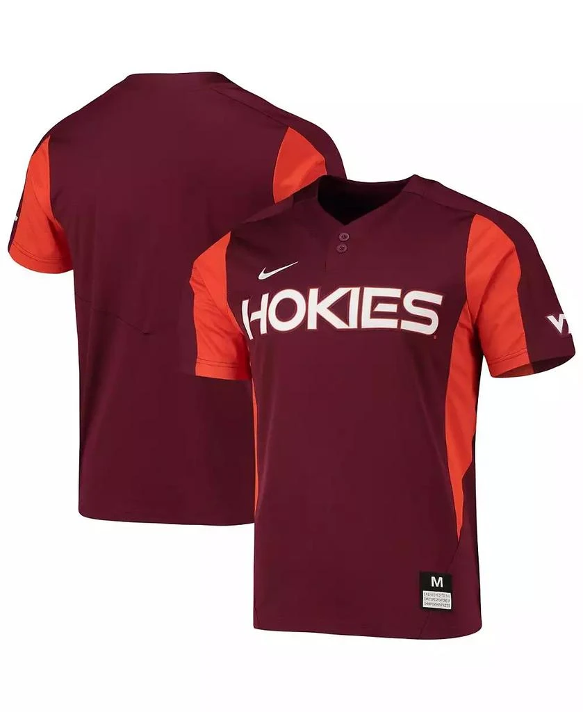 NIKE Men's Maroon Virginia Tech Hokies 2-Button Replica Baseball Jersey 1