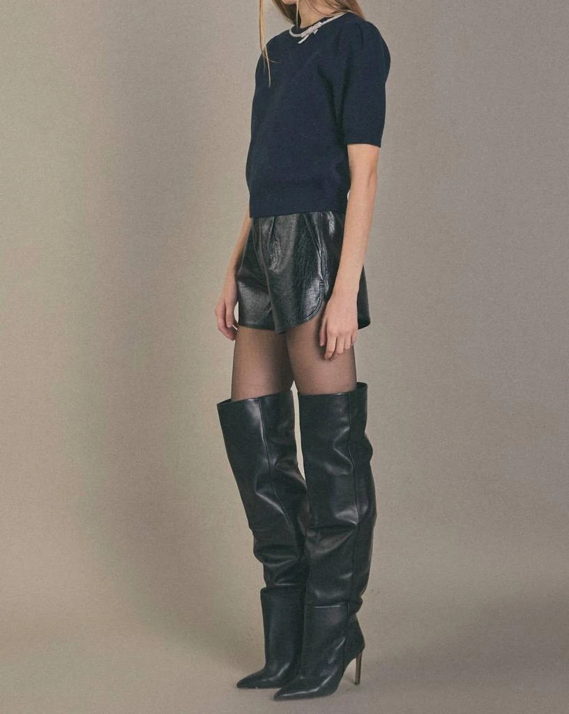 English Factory English Factory - Puff Sleeve Rhinestone Bow Knit Top 3