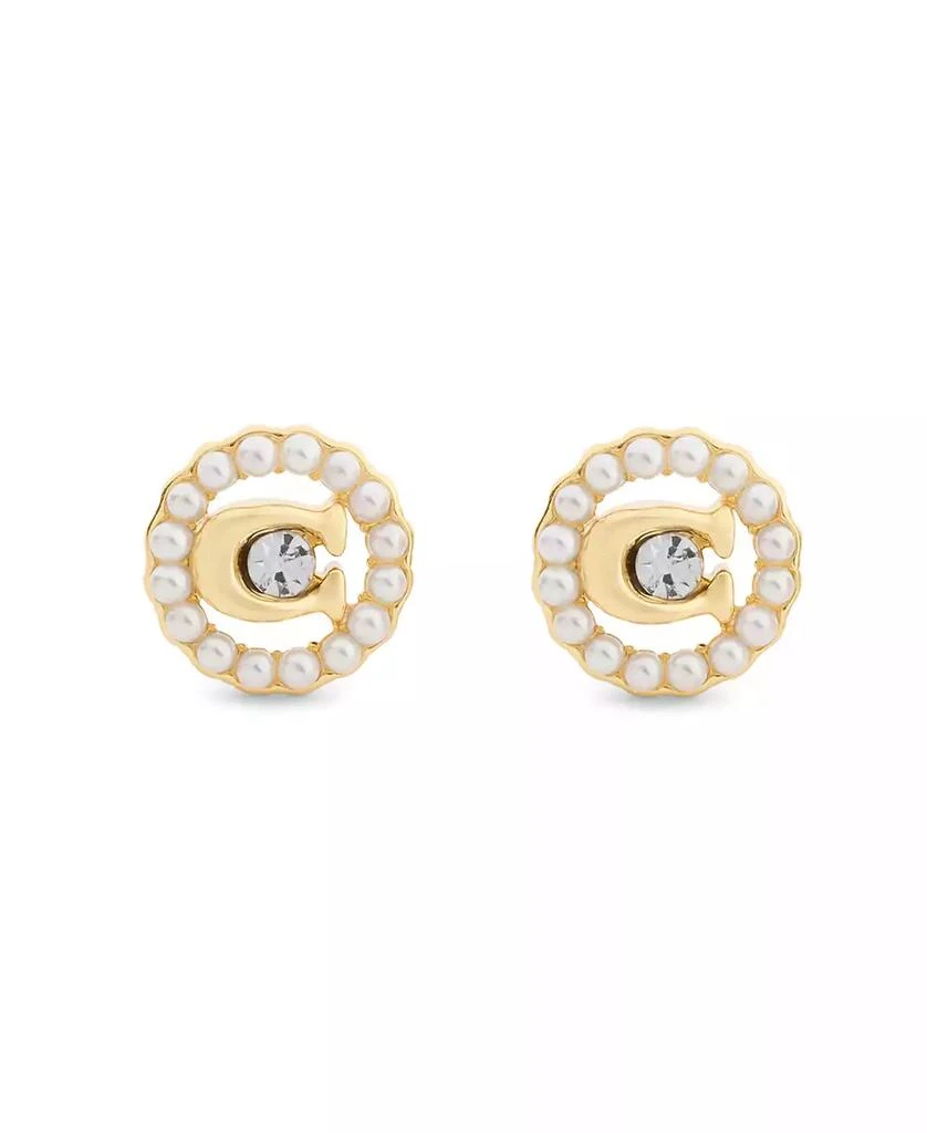 Coach Faux Stone Signature C Mother of Pearl Stud Earrings 2