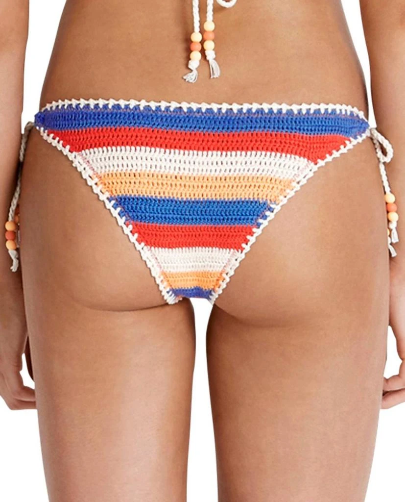 Seafolly Crochet Side Tie Brazilian Bikini Bottom In Sea Caribbean Kool 2
