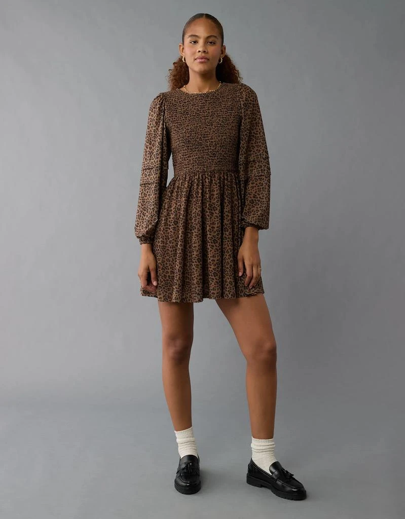 AE AE Long-Sleeve High Neck Mesh Mini Dress 1