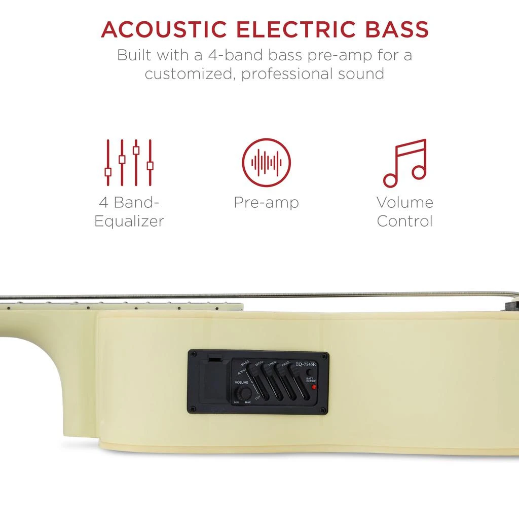 Best Choice Products 22-Fret Full Size Acoustic Electric Bass Guitar w/ 4-Band Equalizer, Truss Rod 3