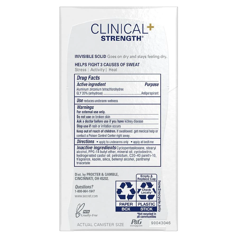 Secret Clinical Strength Invisible Solid Antiperspirant and Deodorant for Women Completely Clean 4