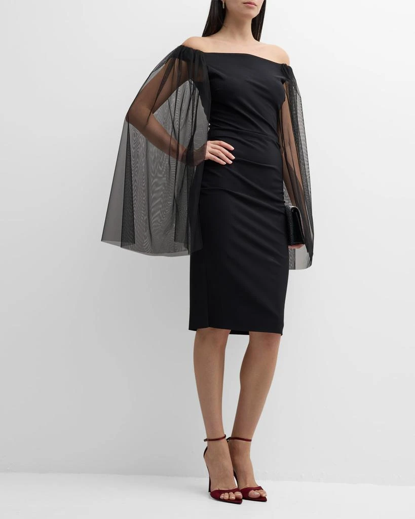 Chiara Boni Gabris Off-Shoulder Cape-Sleeve Midi Dress 3