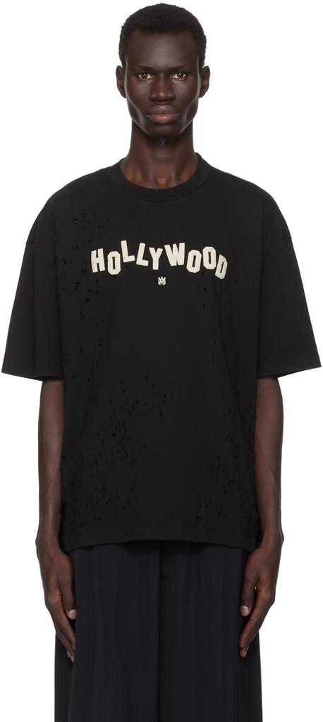Tシャツ・カットソー AMIRI FW24 HOLLYWOOD SHOTGUN TEE (AMJYTE1092 BLACK) AMIRI Black 'Hollywood' Shotgun T-shirt - T-Shirts - BeyondStyle