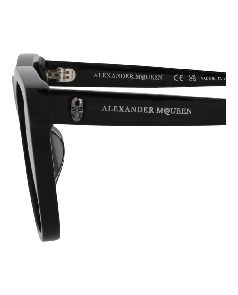 【送料&関税込】Alexander McQueen Sunglasses In Black Acetat Men's McQueen Logo Rectangular Sunglasses in Black