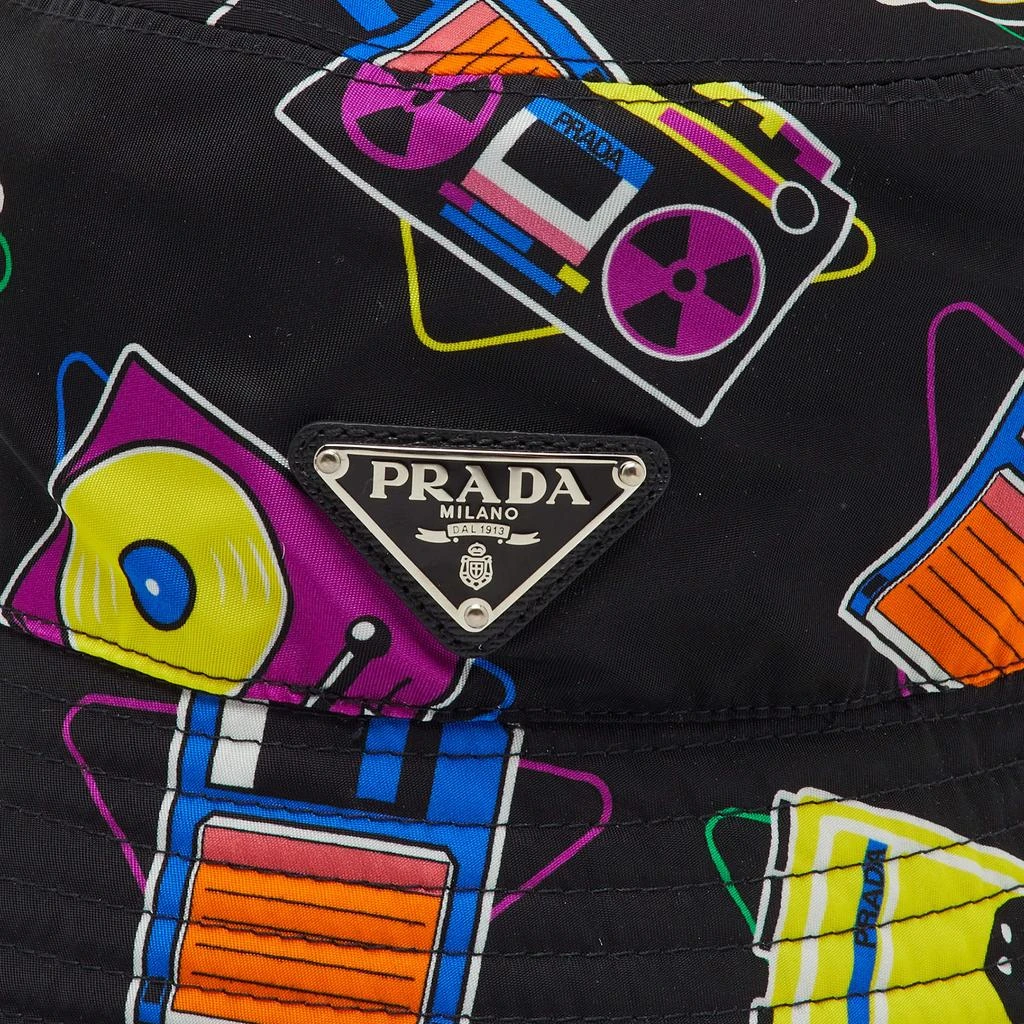Prada Prada Black Camera Printed Nylon Bucket Hat M 4