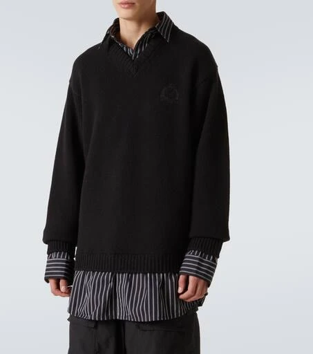 Balenciaga Layered wool and cotton poplin sweater 3