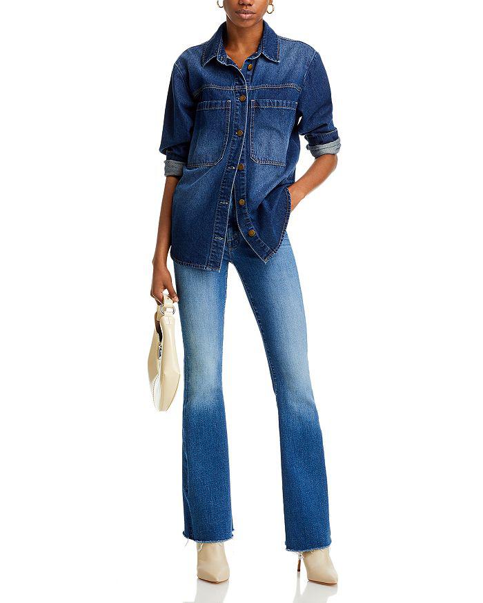 MOTHER The Cruiser Sneak Fray High Rise Jeans in Hike, Hike, Baby