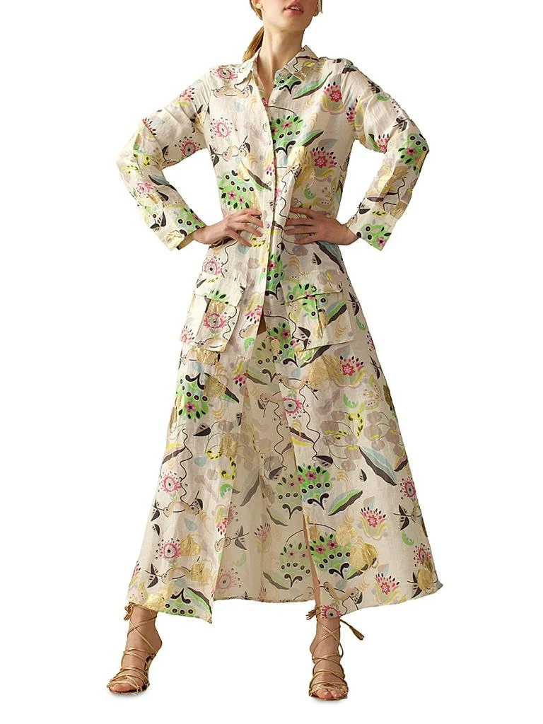 Cynthia Rowley Floral Linen-Silk Shirtdress 1