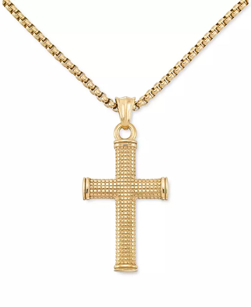 LEGACY for MEN by Simone I. Smith Textured Cross 24" Pendant Necklace in Gold-Tone Ion-Plated Stainless Steel