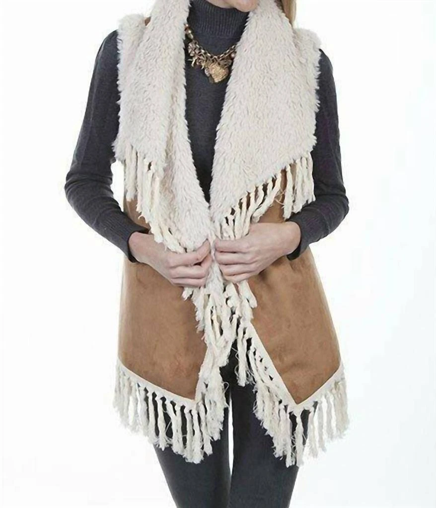 Scully Sherpa Lined Suede Fringe Vest 1