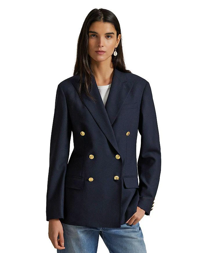 Ralph Lauren Double Breasted Stretch Wool Blazer