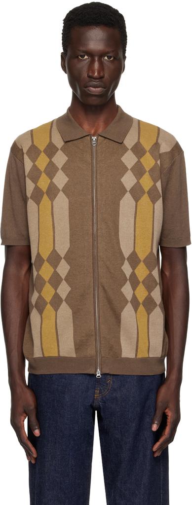 BEAMS PLUS Brown Argyle Polo