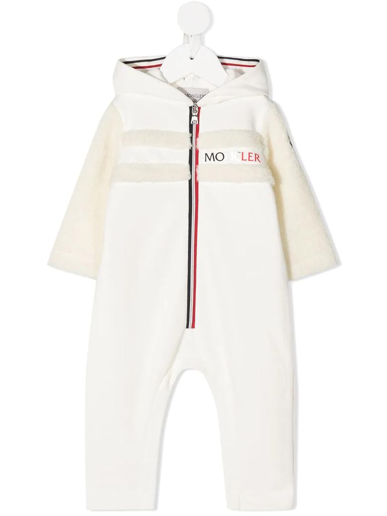 Moncler shearling-trimmed hooded romper - kids