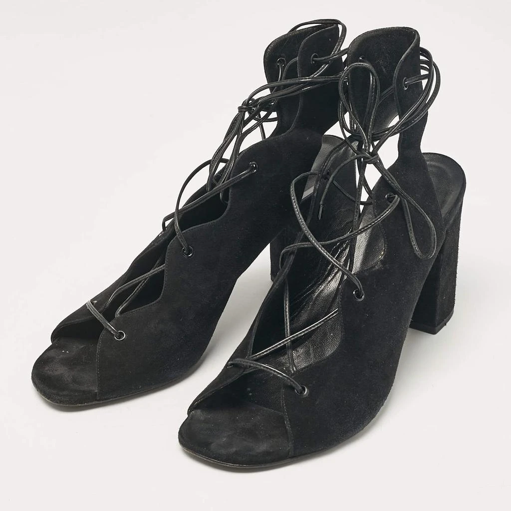 Yves Saint Laurent Saint Laurent Black Suede Ankle Wrap Sandals Size 40 2