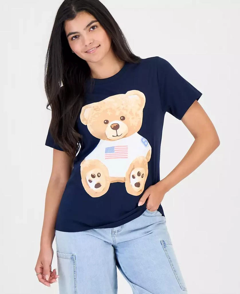 Grayson Threads, The Label Juniors' Teddy USA Flag Teddy Bear Graphic T-Shirt