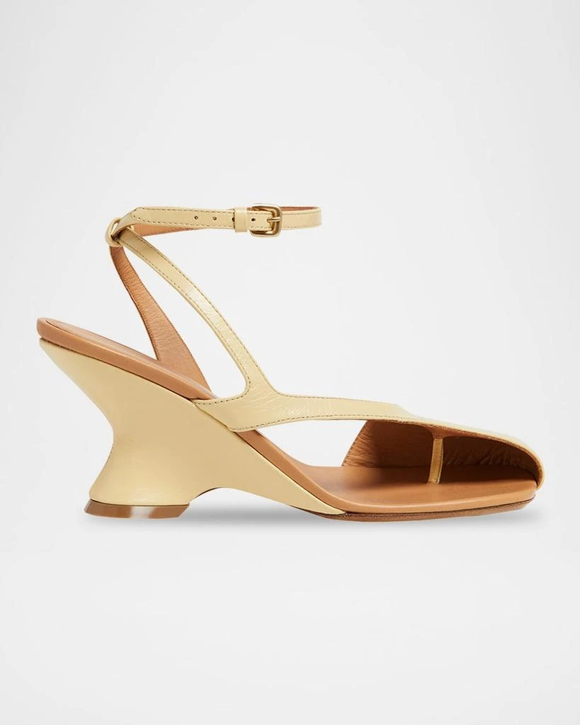 Dries Van Noten Asymmetrical Leather Wedge Sandals 1