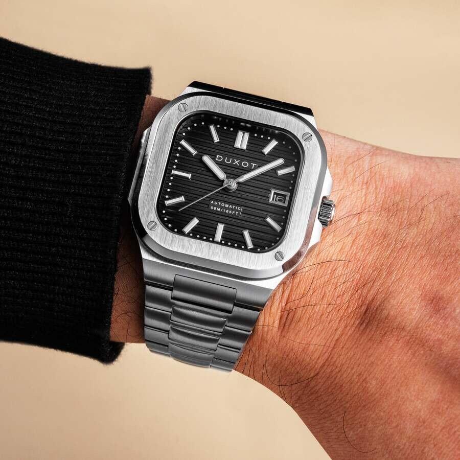 Duxot Quadrata Automatic Black Dial Men
s Watch DX-2073-33