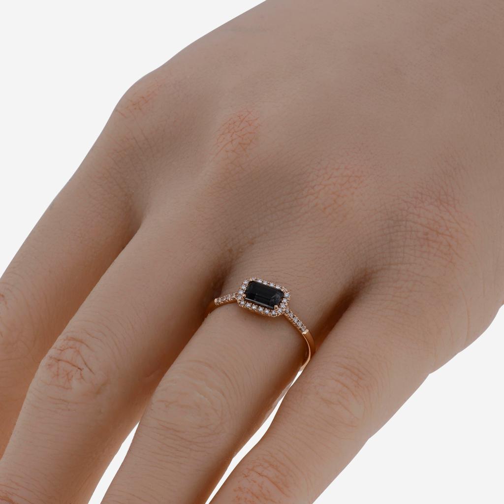 Suzanne Kalan Suzanne Kalan 14K Rose Gold Diamond and Black Night Quartz Ring sz 6.5 PR530-RGBNQ