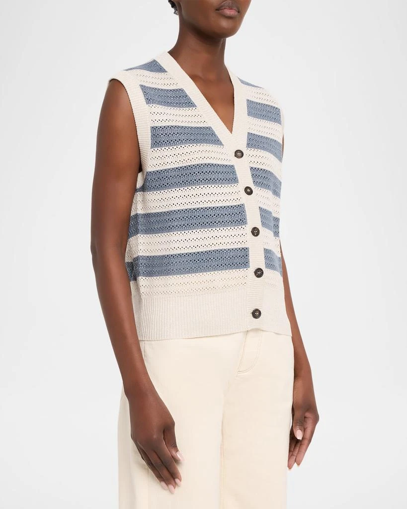 Brunello Cucinelli Sparkling Striped Crochet Knit Vest 4