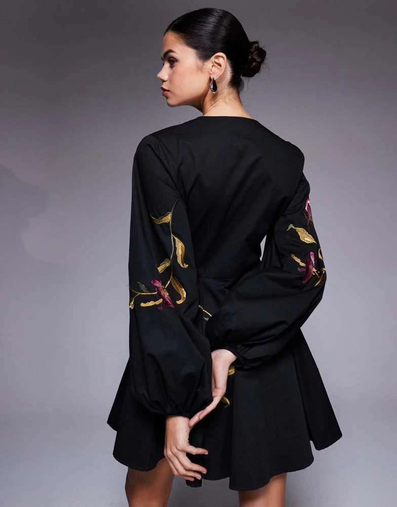 ASOS DESIGN cut out mini dress with floral embroidery in black  On Sale  Now with Up to 40% Off | Discover Exclusive Deals & Savings at BeyondStyle   Authentic ASOS Home|women