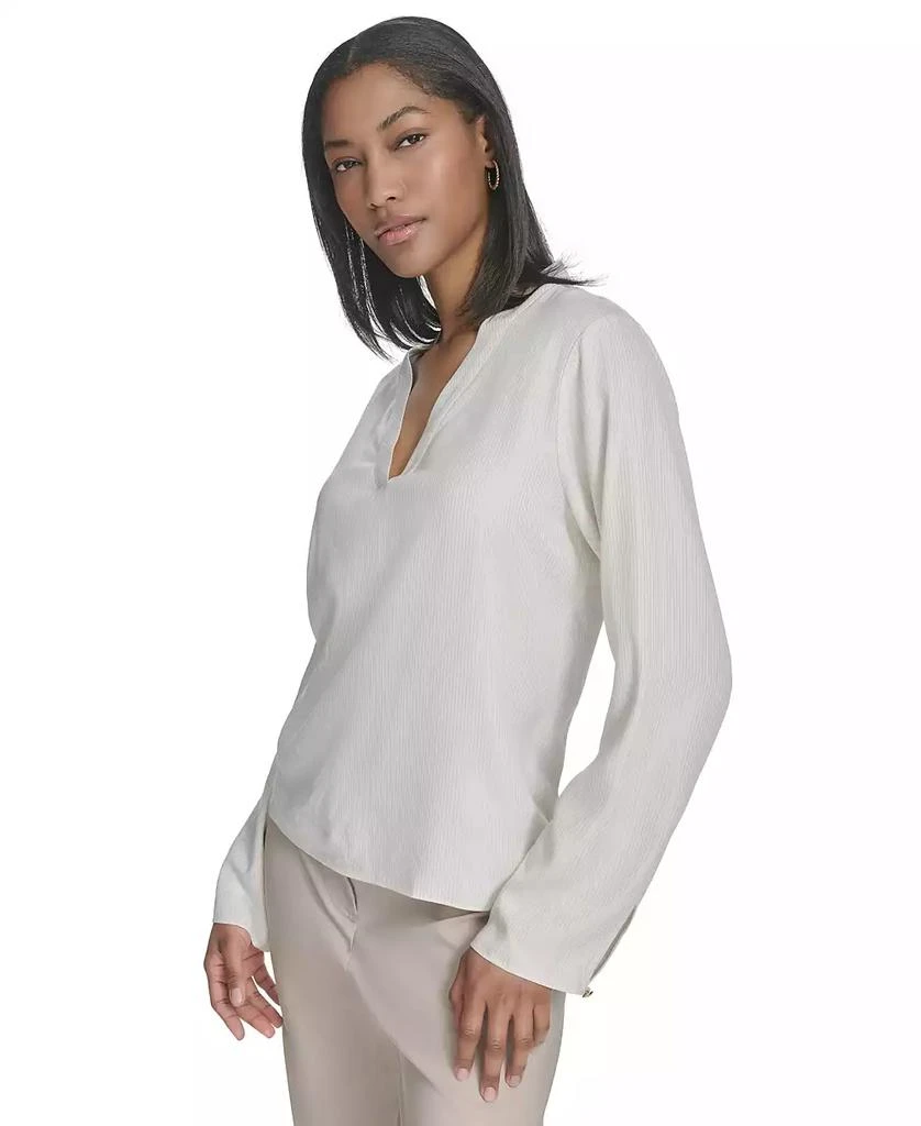 HALSTON Women's Banded V-Neck Long-Sleeve Blouse 4