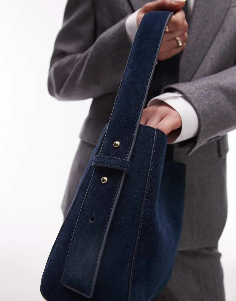 Mango Mango suede adjustable strap shoulder bag in navy 2