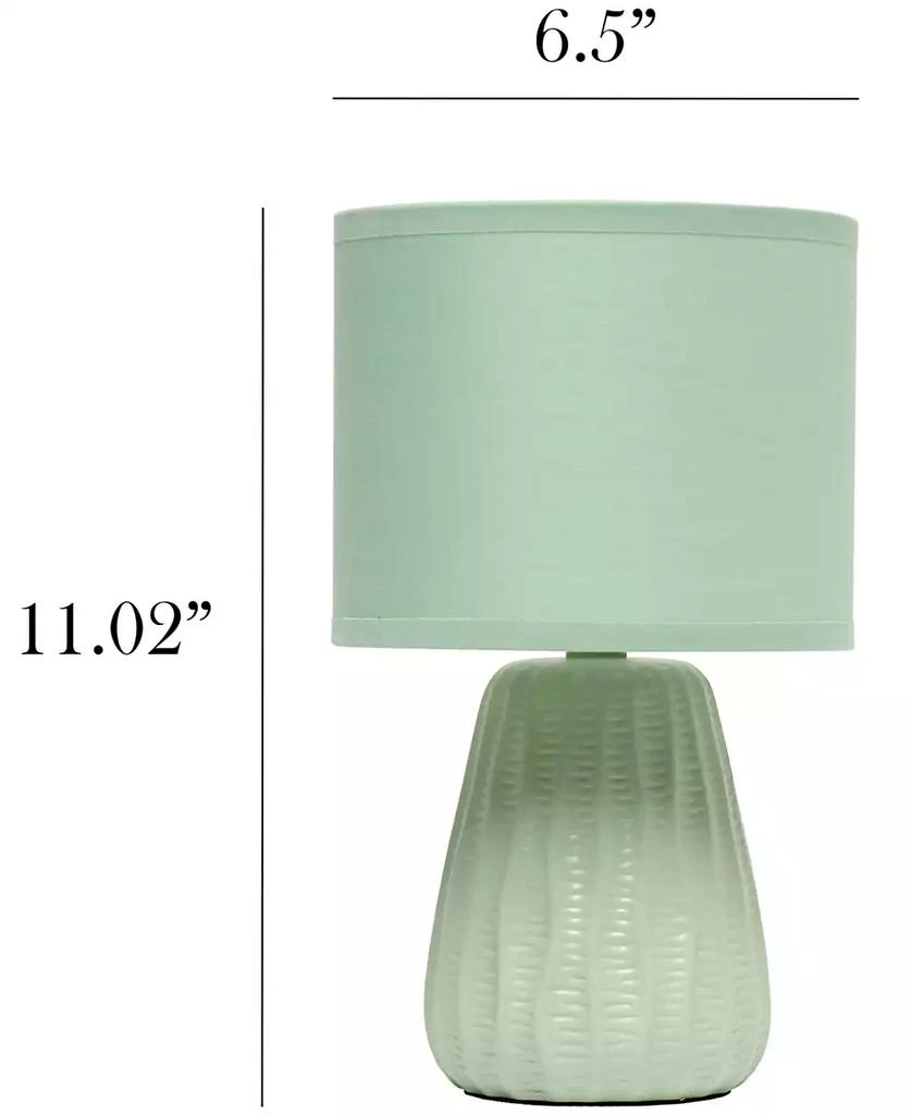 Simple Designs 11.02" Traditional Mini Modern Ceramic Texture Pastel Accent Bedside Table Desk Lamp with Matching Fabric Shade 22