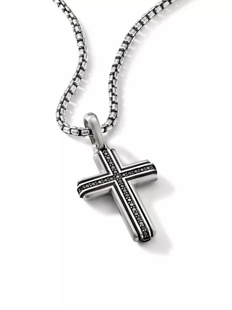 David Yurman Pavé Black Diamond Sterling Silver Deco Cross Pendant 2