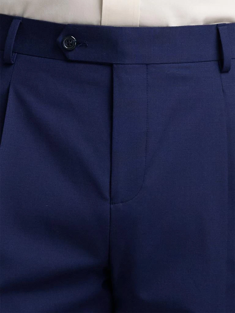 Paul Fredrick Wool Stretch Bengaline Pleated Suit Pants 4