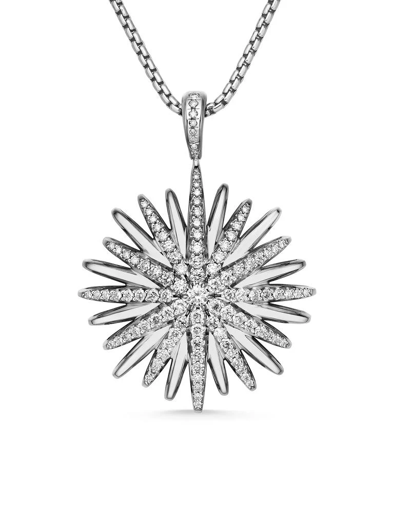 David Yurman Starburst Pendant Necklace in Sterling Silver with Diamonds, 32mm 1
