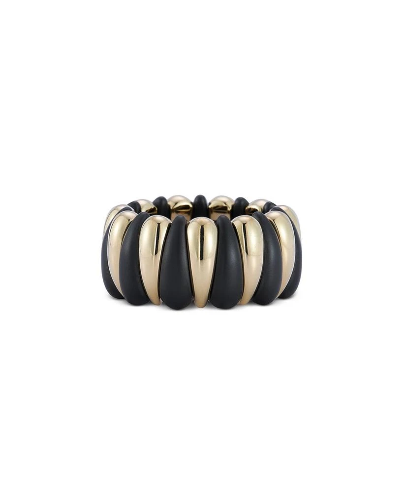 Roberto Demeglio 18K Yellow Gold Black Ceramic Alternating Statement Ring 1