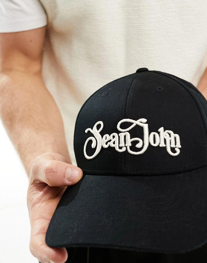 Sean John Sean John retro logo baseball cap in black 3