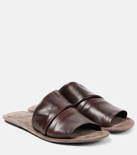 Brunello Cucinelli Ruched leather slides 1