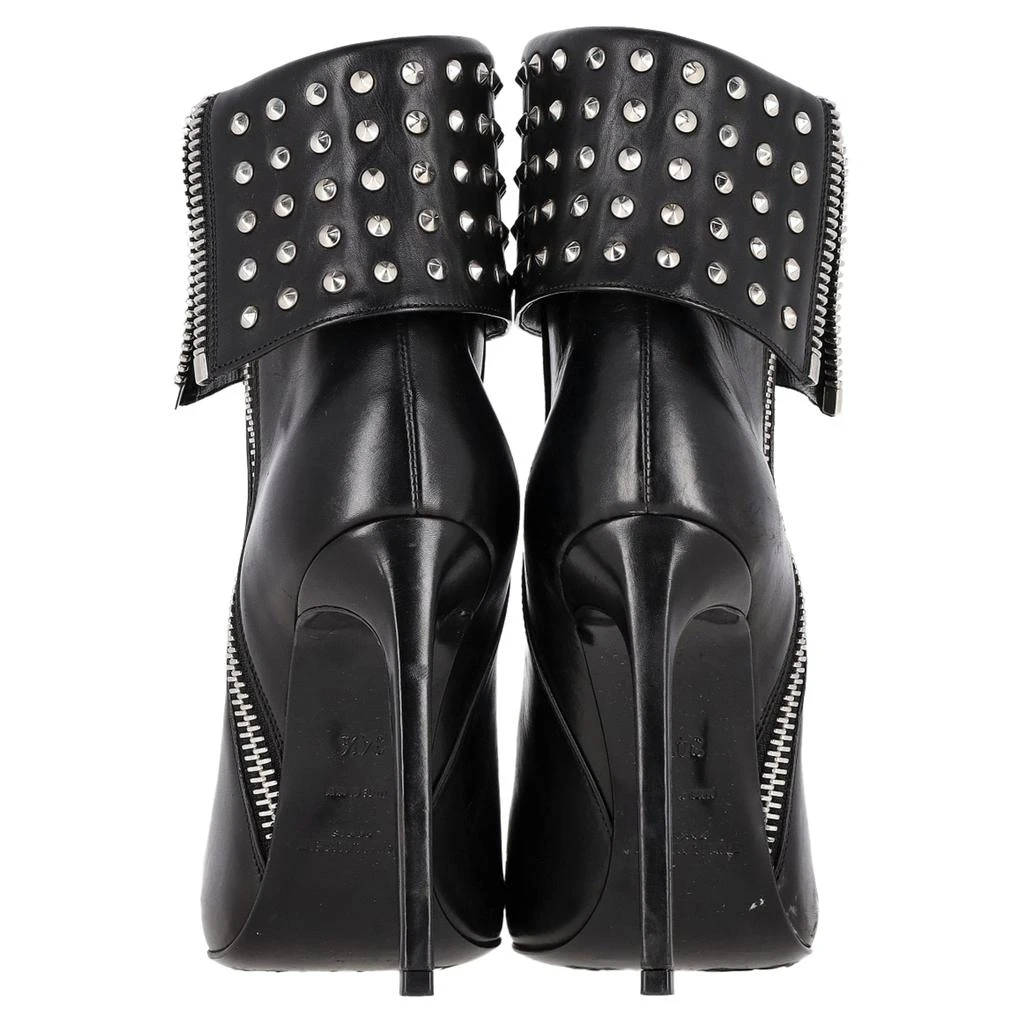 Yves Saint Laurent Paris Fold Over Studded Booties in Black Leather 5