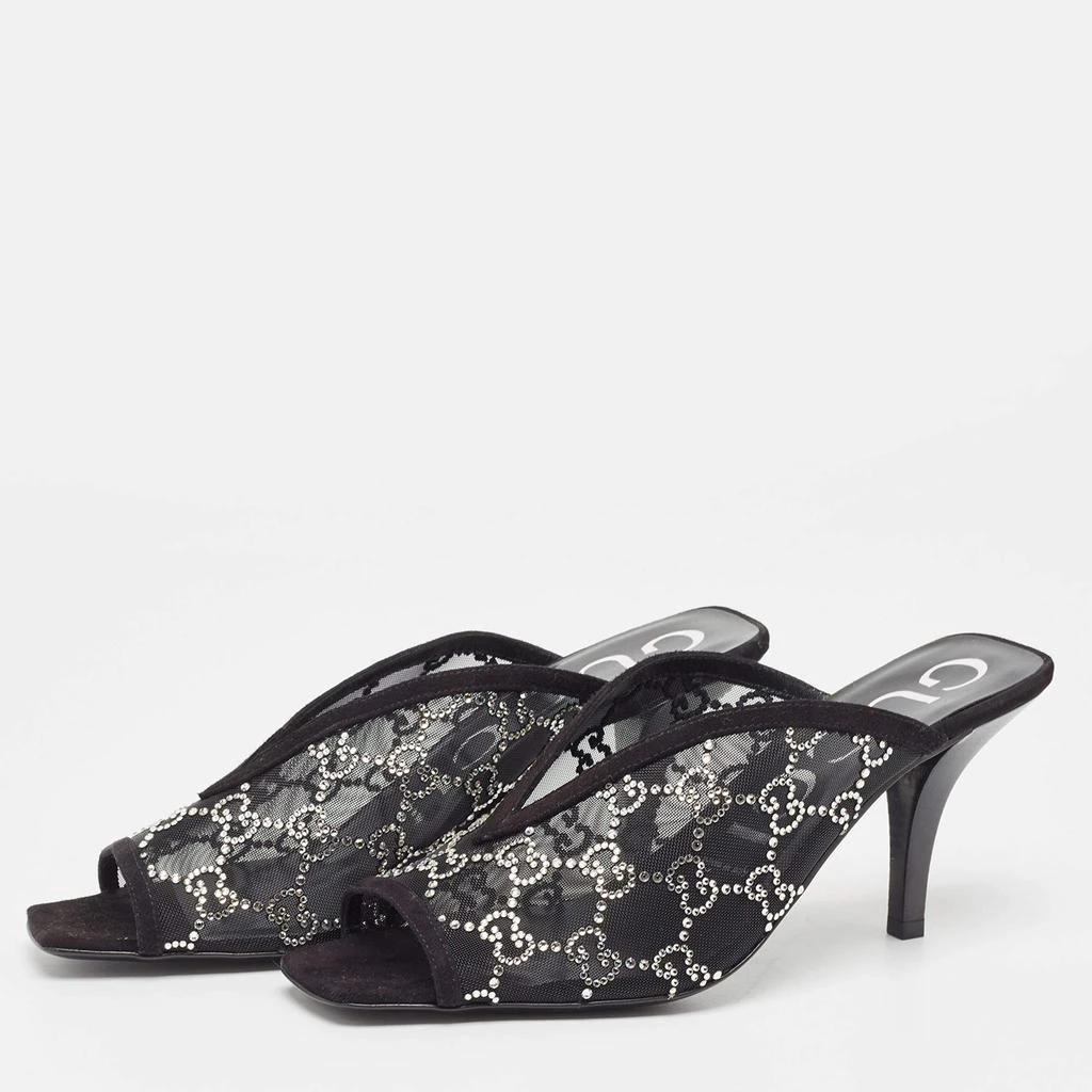 Gucci Gucci Black GG Crystal Embellished Mesh Mules Size 39 2