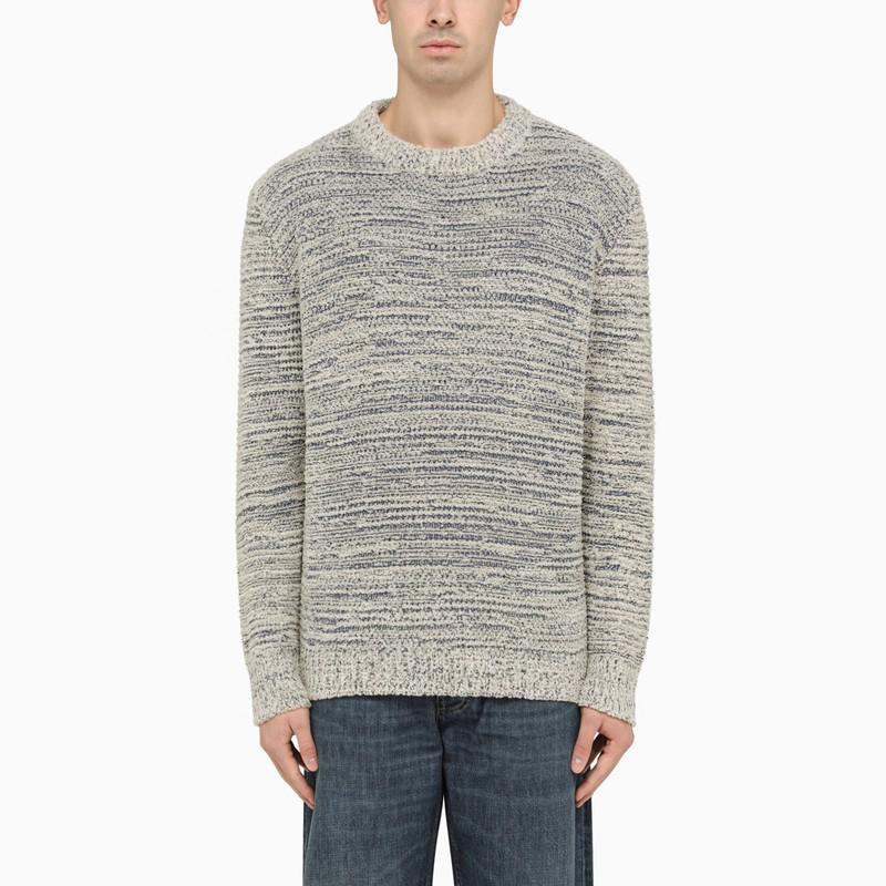 Alanui Blue and white cotton blend crew-neck sweater