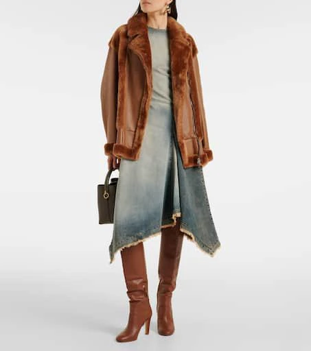 BLANCHA Shearling-trimmed leather jacket 7