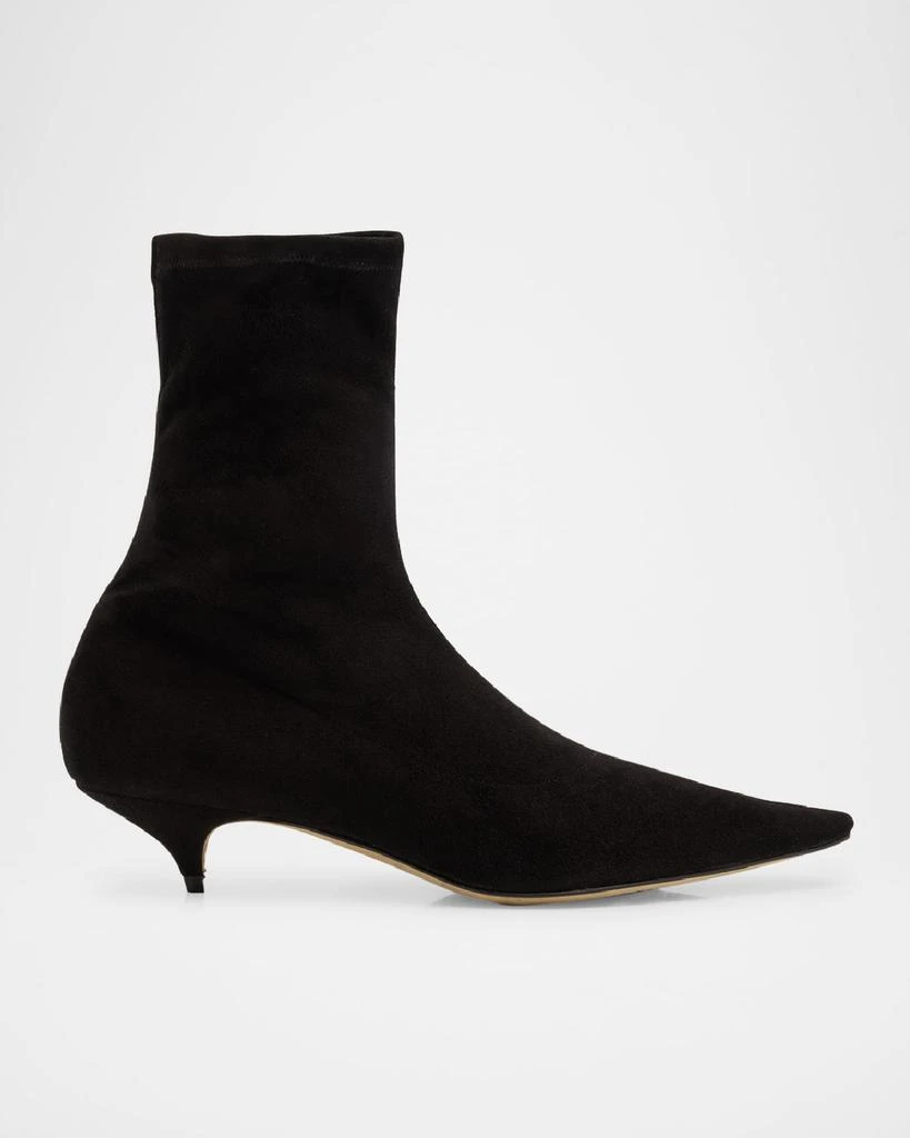 The Row Liisa Suede Kitten-Heel Booties 1
