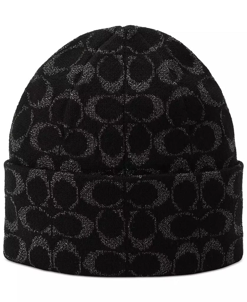 Coach Women's Cuffed Metallic Jacquard Logo Beanie 2